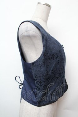 画像3: axes femme / チャイナ風JQ切替ベスト  紺 S-26-02-05-027-AX-TO-AS-ZS