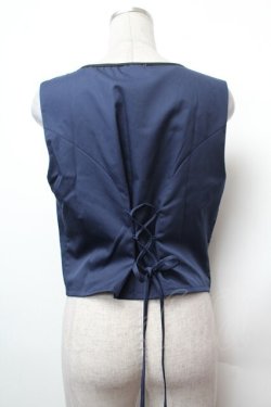 画像4: axes femme / チャイナ風JQ切替ベスト  紺 S-26-02-05-027-AX-TO-AS-ZS