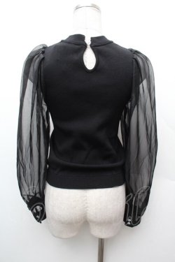 画像2: jouetie / シースルースリーブニット  黒 S-26-02-06-031-EL-TO-HR-ZS