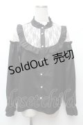 THE SILHOUETTE / レース切替ブラウス  黒 S-26-02-06-032-LO-BL-TE-ZS