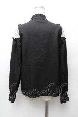 画像3: THE SILHOUETTE / レース切替ブラウス  黒 S-26-02-06-032-LO-BL-TE-ZS