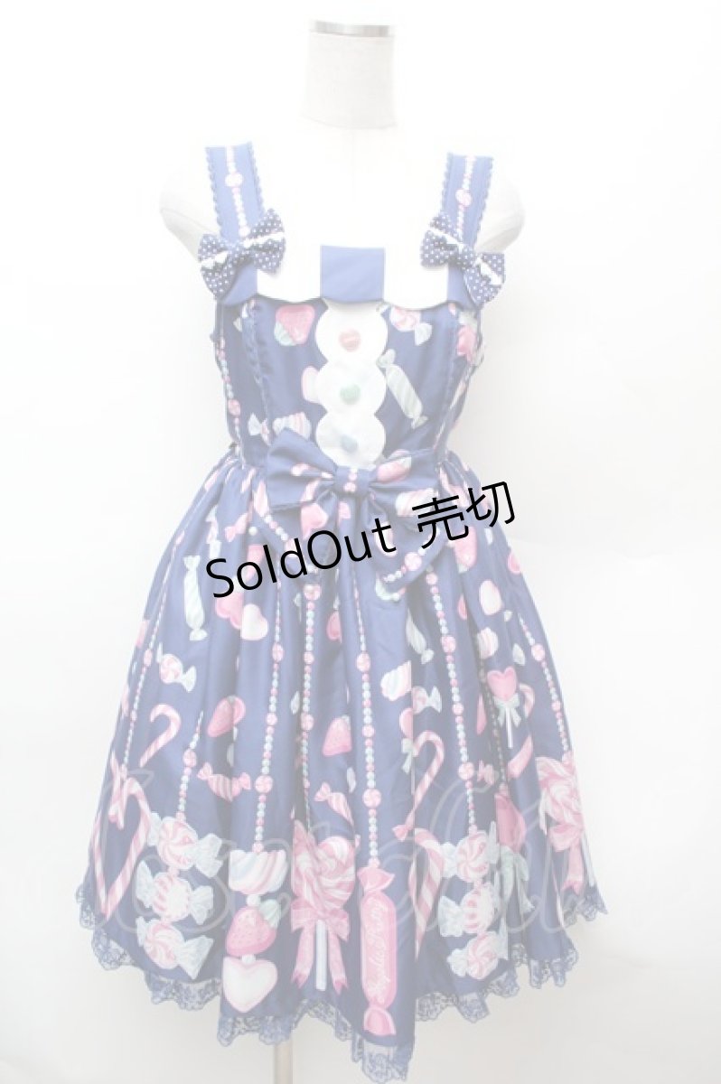 画像1: Angelic Pretty / Candy Ornamentジャンパースカート  ネイビー S-26-02-06-037-AP-OP-TE-ZS (1)
