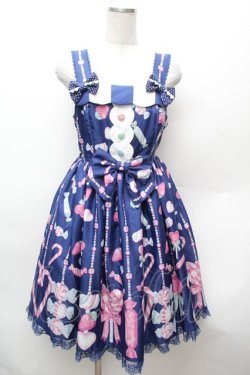 画像1: Angelic Pretty / Candy Ornamentジャンパースカート  ネイビー S-26-02-06-037-AP-OP-TE-ZS