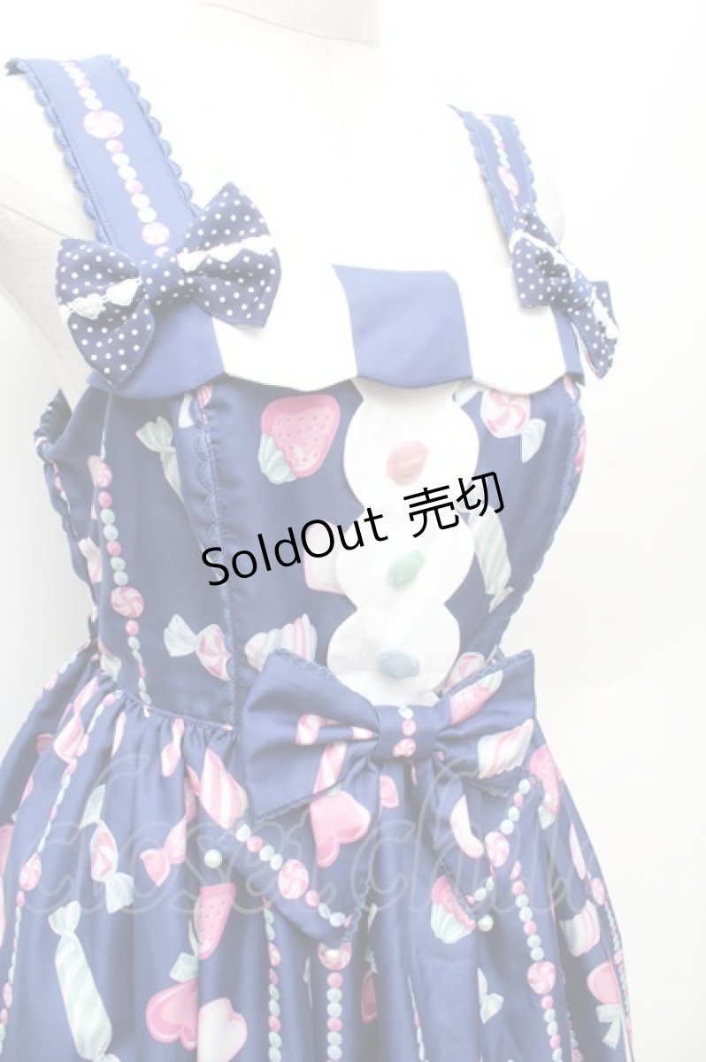 画像2: Angelic Pretty / Candy Ornamentジャンパースカート  ネイビー S-26-02-06-037-AP-OP-TE-ZS (2)