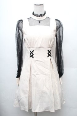 画像1: EATME / チュールコンビイレヘムワンピース  ベージュｘ黒 S-26-02-06-041-LO-OP-HR-ZS