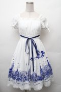 Moi-meme-Moitie / サイレントムーンワンピース(ミニ丈)  白ｘ青 S-26-02-06-044-MO-OP-HR-ZS