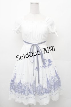 画像1: Moi-meme-Moitie / サイレントムーンワンピース(ミニ丈)  白ｘ青 S-26-02-06-044-MO-OP-HR-ZS