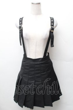 画像1: Ank Rouge / サス付プリーツスカート  黒 S-26-02-06-055-CA-SK-HR-ZS