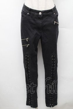 画像1: KILL STAR / レースアップスキニーパンツ L 黒 S-26-02-06-059-SL-PA-HR-ZS
