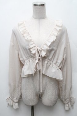 画像1: EATME / リボンフリルペプラムTOP  ベージュ S-26-02-06-021-LO-TO-HR-ZS