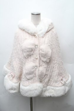 画像1: LIZ LISA / ダブルリボンニットファーポンチョ  ピンク S-26-02-06-022-LO-JA-HR-ZS