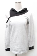 NieR Clothing / バイカラーフード付カットソー  黒ｘグレー S-26-02-06-025-PU-TO-HR-ZS