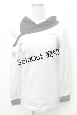 画像1: NieR Clothing / バイカラーフード付カットソー  黒ｘグレー S-26-02-06-025-PU-TO-HR-ZS