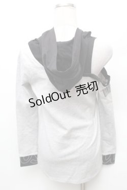 画像2: NieR Clothing / バイカラーフード付カットソー  黒ｘグレー S-26-02-06-025-PU-TO-HR-ZS
