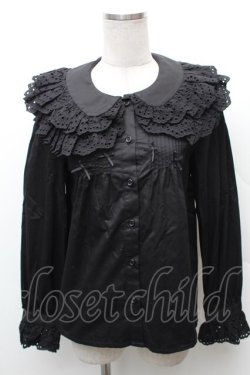 画像1: The Memory of Lily / ダブルカラーブラウス S 黒 S-26-02-06-030-LO-BL-HR-ZS