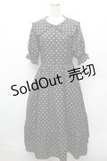 m petit by misako / 梨地水玉半袖ワンピース L 黒 S-26-02-08-045-LO-OP-HR-ZS