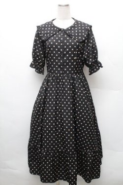 画像1: m petit by misako / 梨地水玉半袖ワンピース L 黒 S-26-02-08-045-LO-OP-HR-ZS