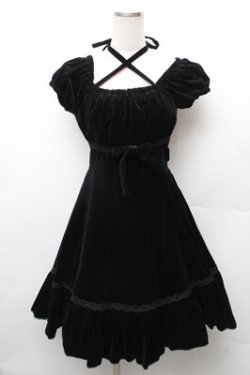 画像1: Mary Magdalene / 別珍ローテ・ローゼワンピース  黒 S-26-02-08-048-CL-OP-HR-ZS