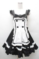 Angelic Pretty / Dreamパティシエジャンパースカート  黒ｘ白 S-26-02-08-052-AP-OP-HR-ZS