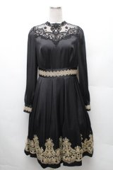 abilletage / nobleレースワンピース  黒ｘゴールド S-26-02-08-054-GO-OP-HR-ZS