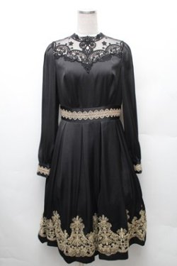 画像1: abilletage / nobleレースワンピース  黒ｘゴールド S-26-02-08-054-GO-OP-HR-ZS
