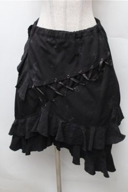 画像1: h.naoto Blood / プリントレースアップスカート  黒 S-26-02-08-060-HN-SK-HR-ZS