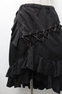 画像3: h.naoto Blood / プリントレースアップスカート  黒 S-26-02-08-060-HN-SK-HR-ZS