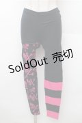 SUPER LOVERS / スカルプリントレギンス  黒ｘピンク S-26-02-08-063-PU-PA-HR-ZS