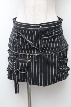 画像1: SEX POT ReVeNGe / ストライプデニムミニスカート  黒 S-26-02-08-064-SP-SK-HR-ZS