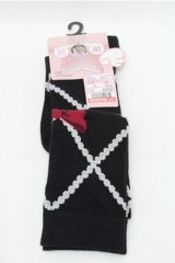 FLC / ECHSOVKレースアップ　オーバーニーソックス  黒 S-26-02-08-003-LO-ZA-HR-ZS