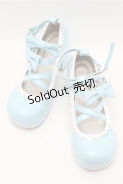 画像1: axes femme kawaii / ダブルリボンスカラップパンプス L サックス S-26-02-08-027-AX-SH-HR-ZS