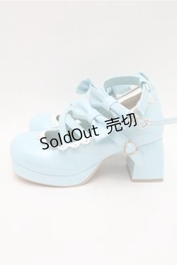 画像2: axes femme kawaii / ダブルリボンスカラップパンプス L サックス S-26-02-08-027-AX-SH-HR-ZS