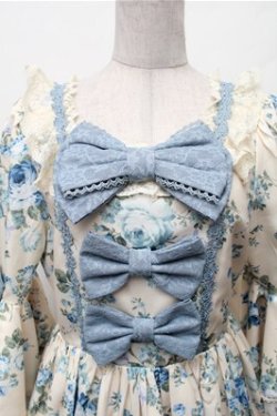 画像3: axes femme kawaii / アンティークローズ柄ワンピース  キナリｘブルー S-26-02-08-032-AX-OP-HR-ZS