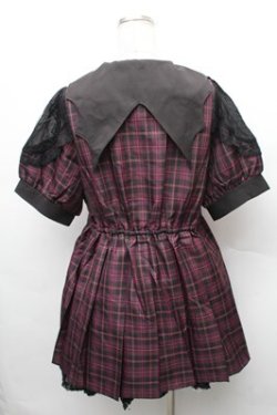 画像2: DearMyLove / デビル襟クロスフリルワンピース  黒ｘピンク S-26-02-08-035-EL-OP-HR-ZS