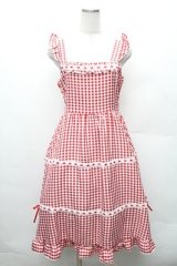 Cherirulu Chocola / ギンガムチェックジャンパースカート M 赤ｘ白 S-26-02-08-036-LO-OP-HR-ZS