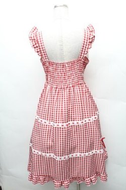 画像2: Cherirulu Chocola / ギンガムチェックジャンパースカート M 赤ｘ白 S-26-02-08-036-LO-OP-HR-ZS