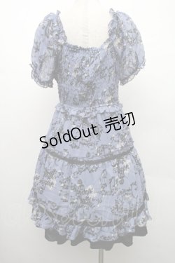 画像2: axes femme / バードケージ柄シフォンシャーリングワンピース  ブルー S-26-02-09-036-AX-OP-HR-ZS