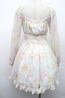 画像2: LIZ LISA / フロント編み上げローズ柄ワンピース  ミント S-26-02-09-043-LO-OP-HR-ZS