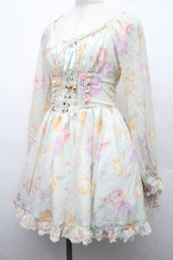 画像3: LIZ LISA / フロント編み上げローズ柄ワンピース  ミント S-26-02-09-043-LO-OP-HR-ZS