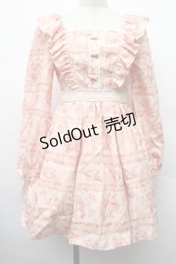 画像1: LIZ LISA / フロント編み上げローズ柄ワンピース 0 ピンク S-26-02-09-045-LO-OP-HR-ZS