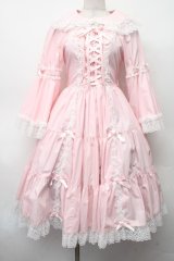 metamorphose / 無地ラッセルレースつき姫袖ワンピース 1 ピンク S-26-02-09-049-ME-OP-HR-ZS