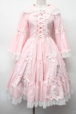 画像1: metamorphose / 無地ラッセルレースつき姫袖ワンピース 1 ピンク S-26-02-09-049-ME-OP-HR-ZS (1)