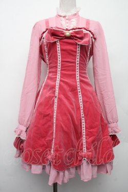 画像1: Angelic Pretty / エレガント別珍鳥籠ワンピース  ピンク S-26-02-09-050-AP-OP-HR-ZS