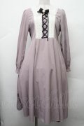 axes femme kawaii / 襟デザインロング長袖ワンピース  グレー S-26-02-09-052-AX-OP-HR-ZS