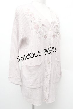 画像3: axes femme / 花刺繍ロングニットカーディガン  ピンク S-26-02-09-008-AX-TO-HR-ZS