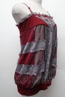 画像3: OZZ ANGELO / チュールレイヤード風キャミソール  ワインｘグレー S-26-02-09-011-OO-TO-HR-ZS