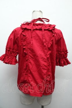 画像2: Chalmiere / スクエア開きコットンブラウス  赤 S-26-02-09-013-0-BL-HR-ZS