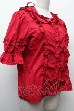 画像3: Chalmiere / スクエア開きコットンブラウス  赤 S-26-02-09-013-0-BL-HR-ZS