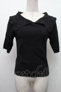 画像1: an another angelus / ローズカットワークビッグカラーニットプルオーバー  黒 S-26-02-09-026-CA-TO-HR-ZS