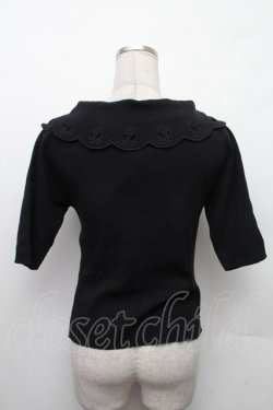 画像2: an another angelus / ローズカットワークビッグカラーニットプルオーバー  黒 S-26-02-09-026-CA-TO-HR-ZS